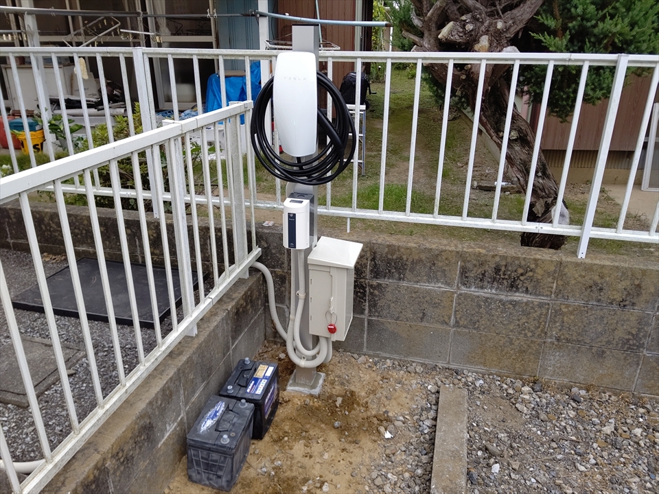 【電気自動車充電器】取手市　I様邸　テスラウォールコネクター　設置工事