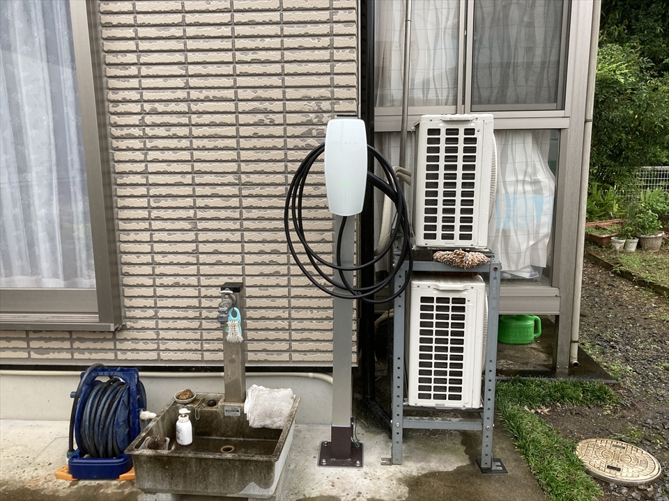 【電気自動車充電器】常総市　K様邸 テスラウォールコネクター設置工事